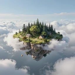 island floating on the clouds, elaborate digital art, matte painting trending on artstation