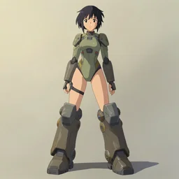 sci fi female character, muted colored bodysuit, sci-fi large mech boots that go up to the thigh, soft lighting, wojtek fus, by Makoto Shinkai and Ilya Kuvshinov,