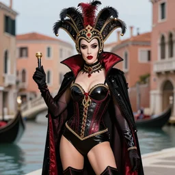 beautiful female character inspired by venice carnival and pop art vampire bounty hunter | | digital artwork made by greg rutswork, anna dittmann and lois van barlee, symmetrical rim light, anatomically correct
