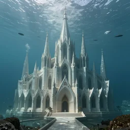 futuristic architecture, submerged cathedral, surreal