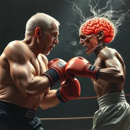 joe biden in a boxing match against a brain