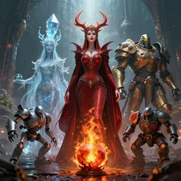 by par olofsson and wayne barlowe, visually stunning, cinematic, ultra realistic, hyper realism, 1 2 k, epic, octane render, unreal engine, vfx, maya, tiny knight of evil, crystalline oracle, spiritspeaker azun, felfire potion, blood - queen lana'thel, holy nova, microbot, sunfury protector, patches the pirate