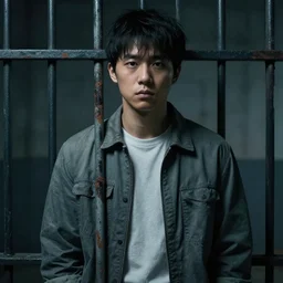 Justin Sun, Prison, Dark theme, Photorealistic
