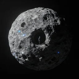 Lurking on an asteroid, vaporwave, digital art