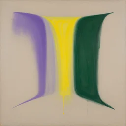minimalistic abstract painting in shape of waterfall, in purple, yellow, dark green, beige, by hernan bas and pat steir and hilma af klint, psychological, photorealistic, dripping paint, washy brush, oil on canvas, matte painting, rendered in octane, altermodern, masterpiece