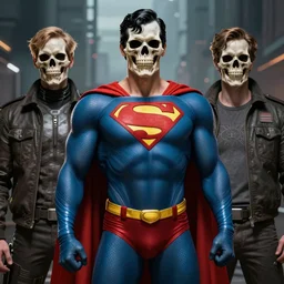 dead skull superman, award - winning realistic sci - fi concept art, artwork by tooth wu and wlop and beeple and greg rutkowski