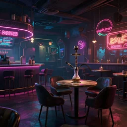 concept art of cyberpunk 2 0 7 7 hookah bar environment, few chairs, neon, highly detailed, 8 k, hdr, studio, matte painting, environment, digital illustration, artstation, by marcin stepien