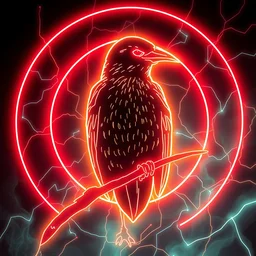 neon wireframe raven in an acid graphix style. adobe