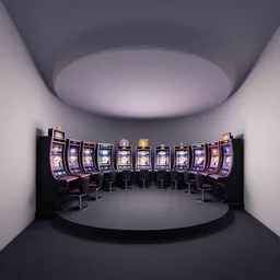 minimalistic extreme wide angle curved perspective digital art of dark candy indoor casino with a stage pale colors by anton fadeev from nightmare before christmas