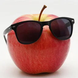 photograph of an apple wearing sunglasses, 4 k, 8 k, hd, high quality, high detail