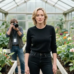 still a young sharon stone standing in a greenhouse. photographer is paulina duczman
