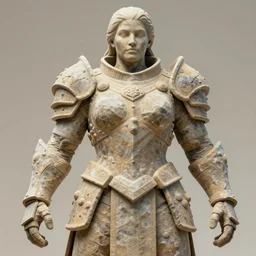 a large powerful woman wearing armor made of stone, sandstone, heavy looking, powerful scene, imposing presence, by jeff easley and donato giancola, hyperdetailed, realistic, sharp focus, soft lighting, centered