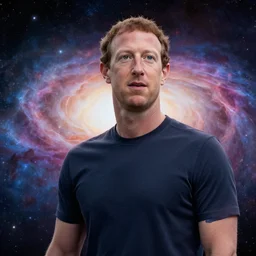mark zuckerberg gathers the power of galactic clusters to gather the energy of the cosmos and create a metaverse, soft light, realism, maximum detail, high quality, good elaboration of style, depth of field, focus,