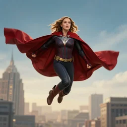 woman in a flying cape by marvel studios