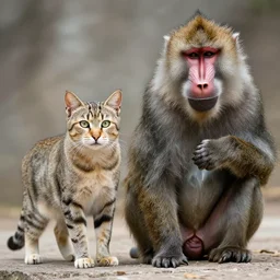 a cat - mandrillbaboon - hybrid, animal photography