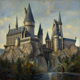 hogwarts school of witchcraft and wizardry painting, surrealism, Artstation