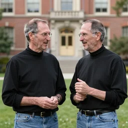 photograph douglas adams discussing happier times with steve jobs on campus 1 9 8 8, healthy, douglas adams, in thomas ruff style, 3 5 mm ektachrome