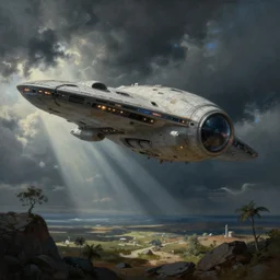 Alien spaceship, painting by Craig Mullens, Jav Van Eyck