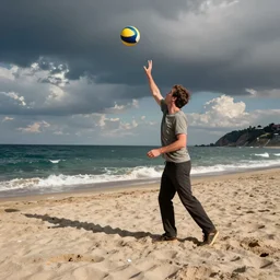 Picture of Jesse Pinkman at the beach playing beach ball. Photography. 50mm. Beach