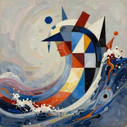 A surreal wave of paint made of the soul of abstract cubism, 8k, painting, ultra realistic