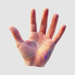 open hand as a 3D object, a computer rendering by Alberto Seveso, behance, generative art, rendered in cinema4d, octane render, photoillustration