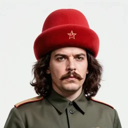 stalin with a overly sized red hat