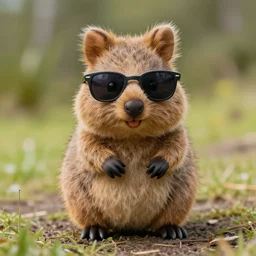 a super adorable quokka wearing sunglasses plush toy