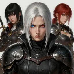 female dante from dmc 5!! heterochromia, fire emblem, art by artgerm and greg rutkowski and magali villeneuve, portrait, d & d, fantasy, highly detailed, digital painting, trending on artstation, concept art, sharp focus, illustration