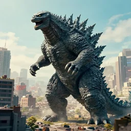 a photorealistic godzilla in a city