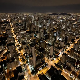 aerial footage of the city of sao paulo in the night, 4 k, photorealistic