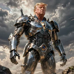 Donald Trump as huge cyborg, fantasy art