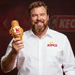 photograph andre the giant as kentucky fried chicken spokesman, detailed