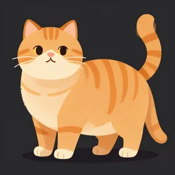 character design of a flat orange cat with stripes