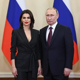 Picture of Bulgarian actress Neda Spasova and Vladimir Putin