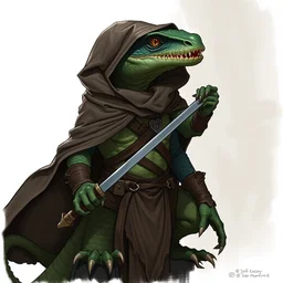 a anthro reptile warrior wearing cloak, dnd illustration by jeff easley and dan mumford, character concept trending on artstation