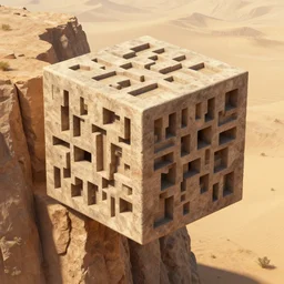 cube built on the side of a vertical cliff, brutalist architecture, desert, digital painting, detailed, highly detailed, smooth, sharp focus, 3 d rendering, octane, unreal engine, digital, maya, award winning, trending on artstation