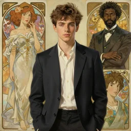 young handsome peruvian man, portrait painting by richard schmid, edgar maxence, kehinde wiley, thomas moran, maxfield parrish, studio ghibli, loish, alphonse mucha, fashion photography