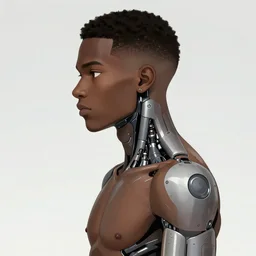 black male cyborg profile body modifications hd anime art by one