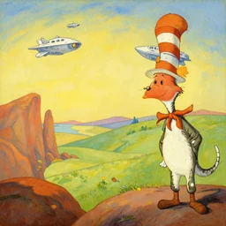 naboo landscape in the style of dr. seuss, starships, painting by albert bierstadt