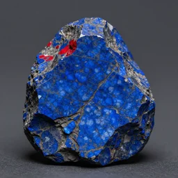vibrant deep blue lapis rock, jagged edges, with streaks of ruby red rock through it, hyper detailed, 8K, super realistic, cinematic, photography, charcoal