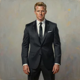 a full body portrait of homelander as james bond, hyperrealistic, 4k, trending on artstation, oil and painting, award winning photo