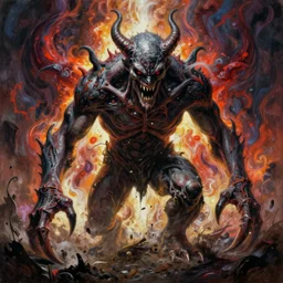 Bodyhorror demon titan, with giant claws burrowing into the ground disturbing aura surrounds the area, hellish energy, painted by Zdzisław Beksiński, expressive beautiful painting, award winning, trending on artstation, deviantart, mastercraft, raytraced, detailed, high quality, key visual, sharp, backlit, gorgeous lighting, HDR, ultrahd, 4k, 8k, ultra-high resolution