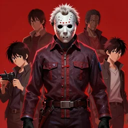 apecharacter inspired by jason voorhees, art by rossdraws, wlop, ilya kuvshinov, artgem lau, sakimichan, jakub rebelka and makoto shinkai, anatomically correct, extremely coherent, highly detailed, sharp focus, slasher movies, smooth, red lighting, very realistic, symmetrical, white hair