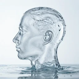 a human head, water artwork manipulation, ray tracing, sharp focus, realistic water, long shot