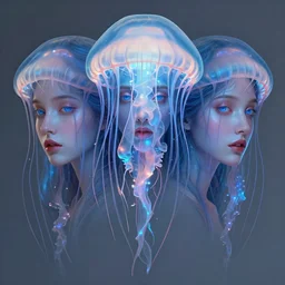3 d face portrait of a goddess jellyfish by aykut aydogdu and alena aenami, bioluminescence, hyperrealism