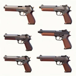 low poly model set of guns, toon shading, trending on artstation