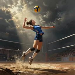 epic volleayball jump serve as digital painting