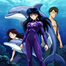 portrait of the The terrifying Ocean Mage Vivi Mage Wearing an urchin suit whilst disguised as a dolphin Under the sea uta natsume Mark Riddick Alexey Egorov akira toriyama Inio Asano sui ishida
