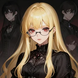 attractive long blonde haired with bangs gothic magical girl anime character with glasses screenshot, anime, intricate, sharp focus, cell shaded anime character, illustration, highly detailed, digital painting, cell shaded, concept art, matte, art by ilya kuvshinov and kyoto animation and wlop, anime character by ruan jia and greg rutkowski, studio quality, masterpiece