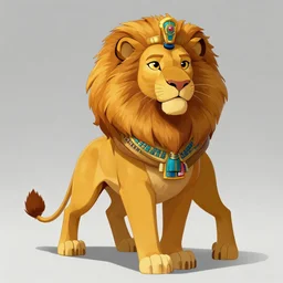 fullbody beautiful detailed character design of an egyptian lion. deviantart adoptable, style of maple story and zootopia, portrait studio lighting by jessica rossier and brian froud in the style of disney, artstation deviantart
